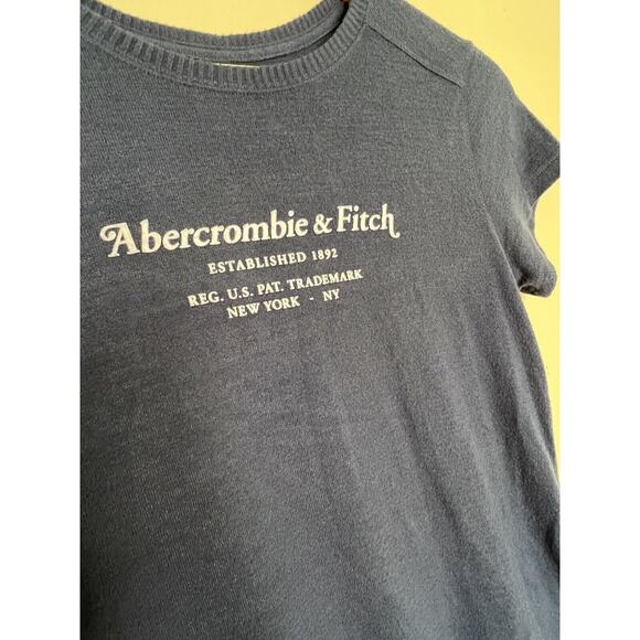 Abercrombie & Fitch Navy Blue Short Sleeve Thin Lightweight Sweater shirt Size S - Picture 5 of 6